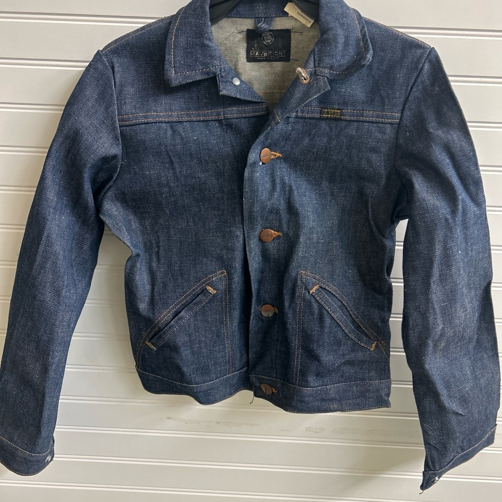 Vintage 1970s Maverick Denim Jacket Kids Size 12 Made in USA Blue Bell Lee